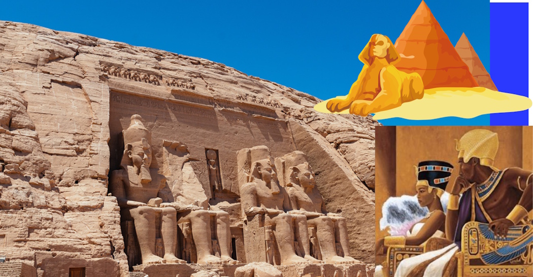 Elaborazioni grafiche e facciata del Grande Tempio di Ramses II ad Abu Simbel, credits Creative Commons Elaborazioni grafiche e facciata del Grande Tempio di Ramses II ad Abu Simbel, credits Creative Commons
